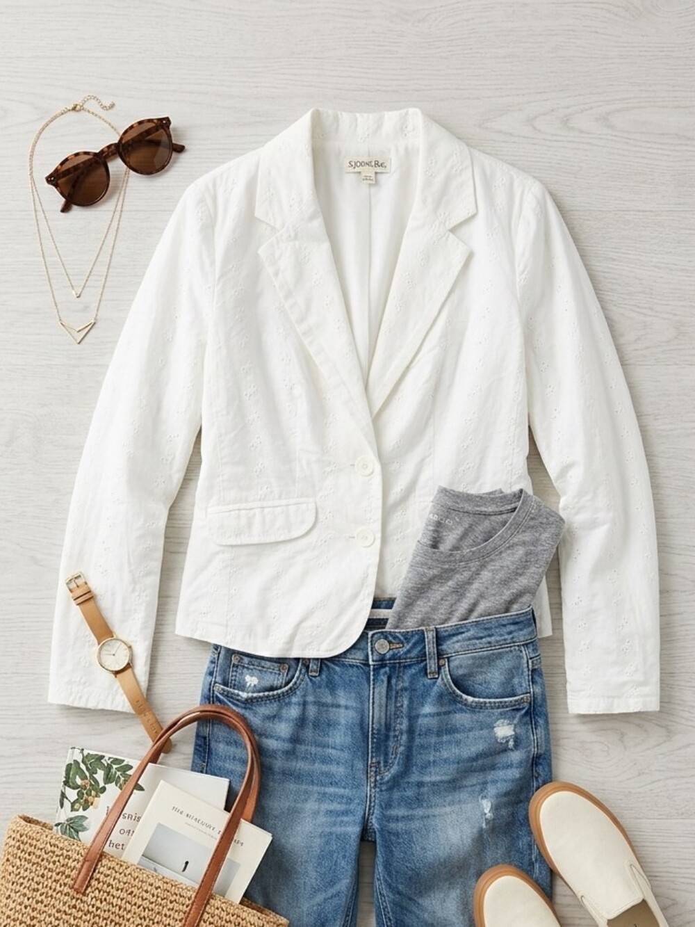 St. John's Bay Laser Cut White Blazer
